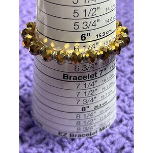 Goldtone Faceted Glass Beaded Stretchy Bracelet Silvertone Spacers